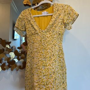 Polly yellow floral sun dress